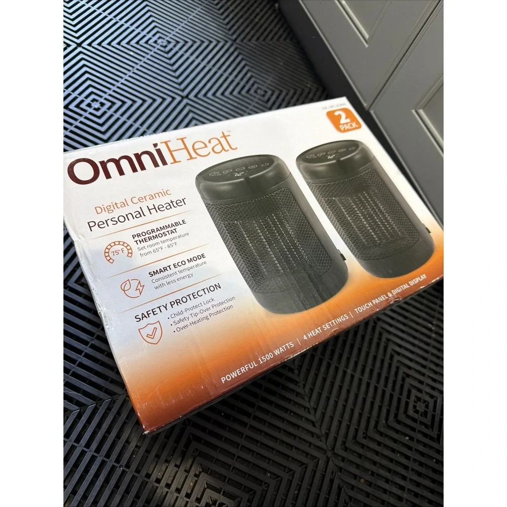 2 PACK - OmniHeat 1500 W Digital Ceramic Personal Desktop Space Heater
